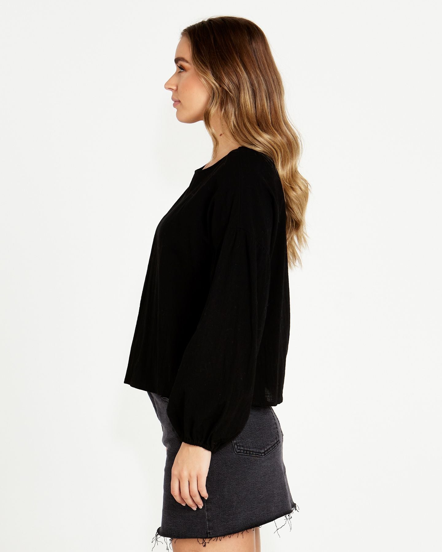 Sonya Puff Sleeve Top - Black