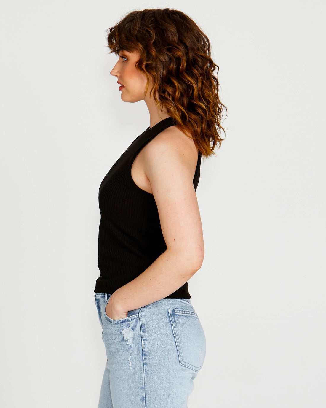 Aubrey Black Singlet | Aubrey Black Tank Top|Beach Shakk Rainbow Beach