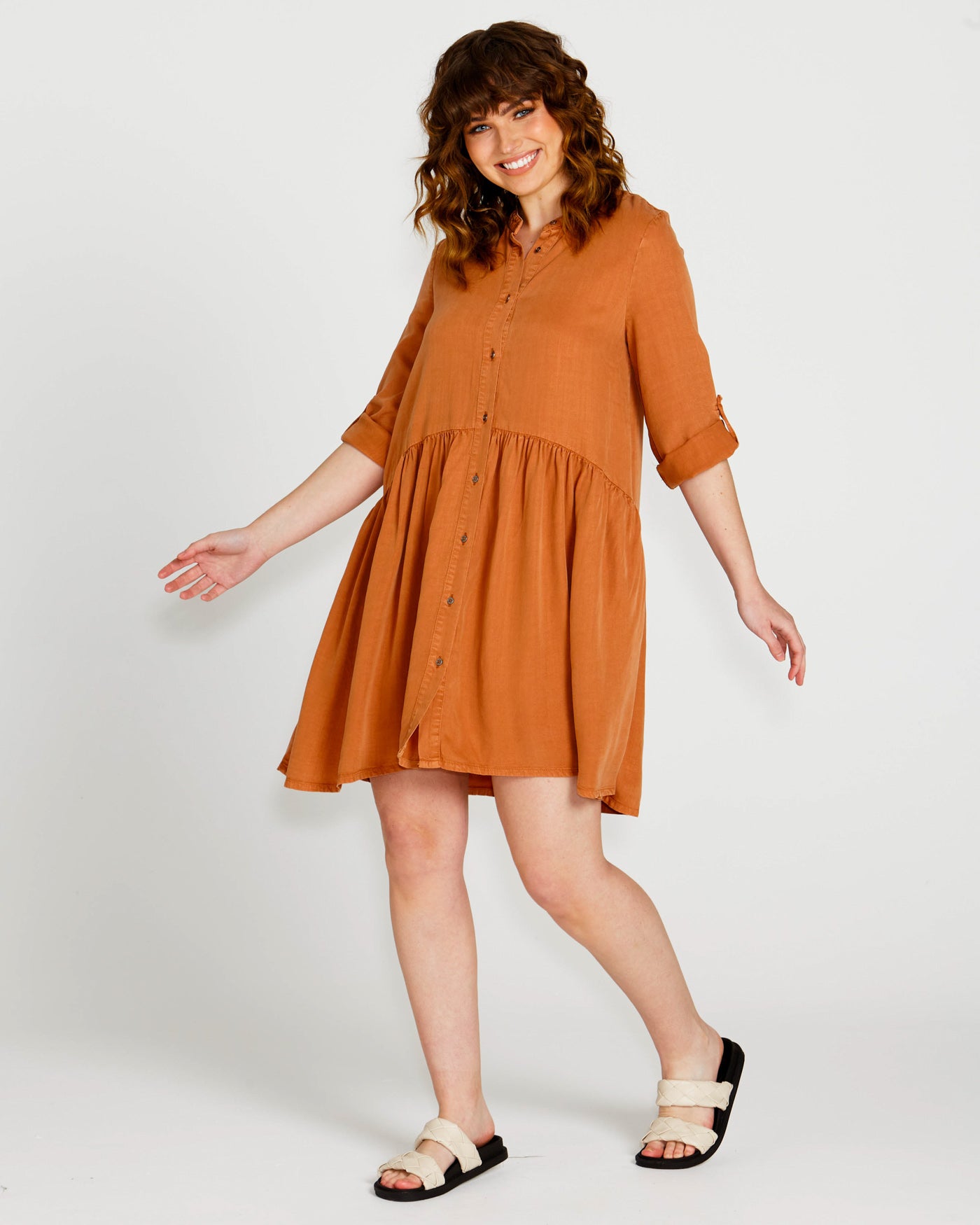 Zahlia Shirt Dress - Tan