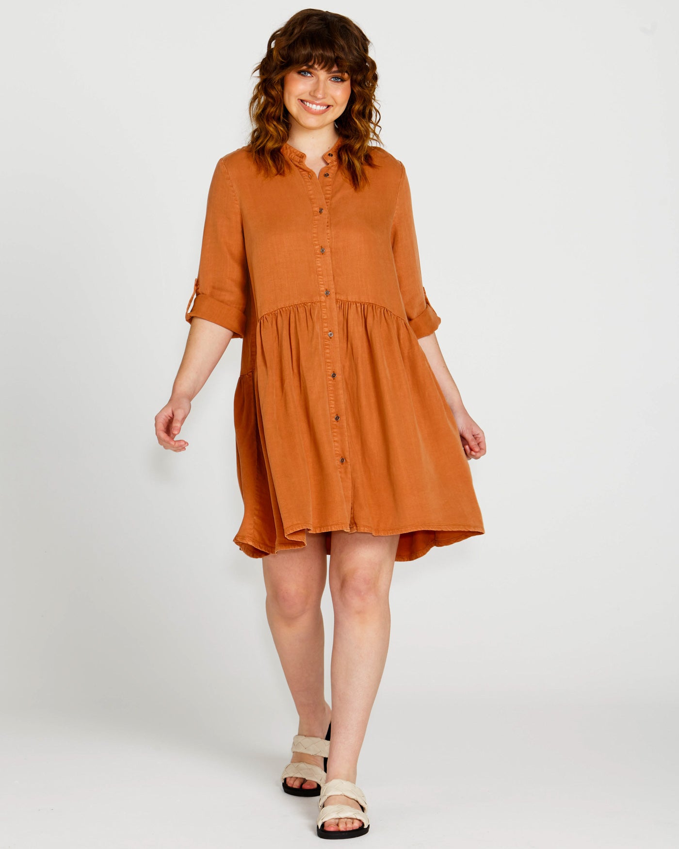 Zahlia Shirt Dress - Tan