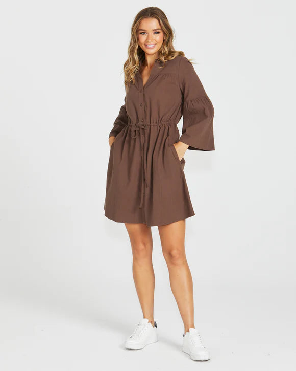 Roxy Balloon Dress - Chocolate