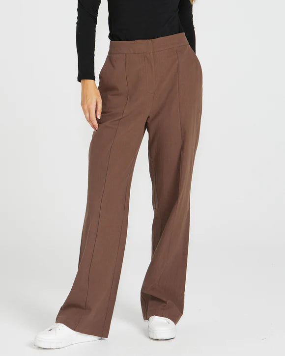 Roxy High Waisted Pants - Chocolate
