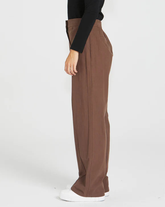 Roxy High Waisted Pants - Chocolate