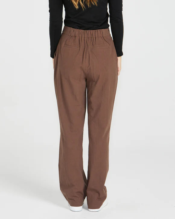 Roxy High Waisted Pants - Chocolate