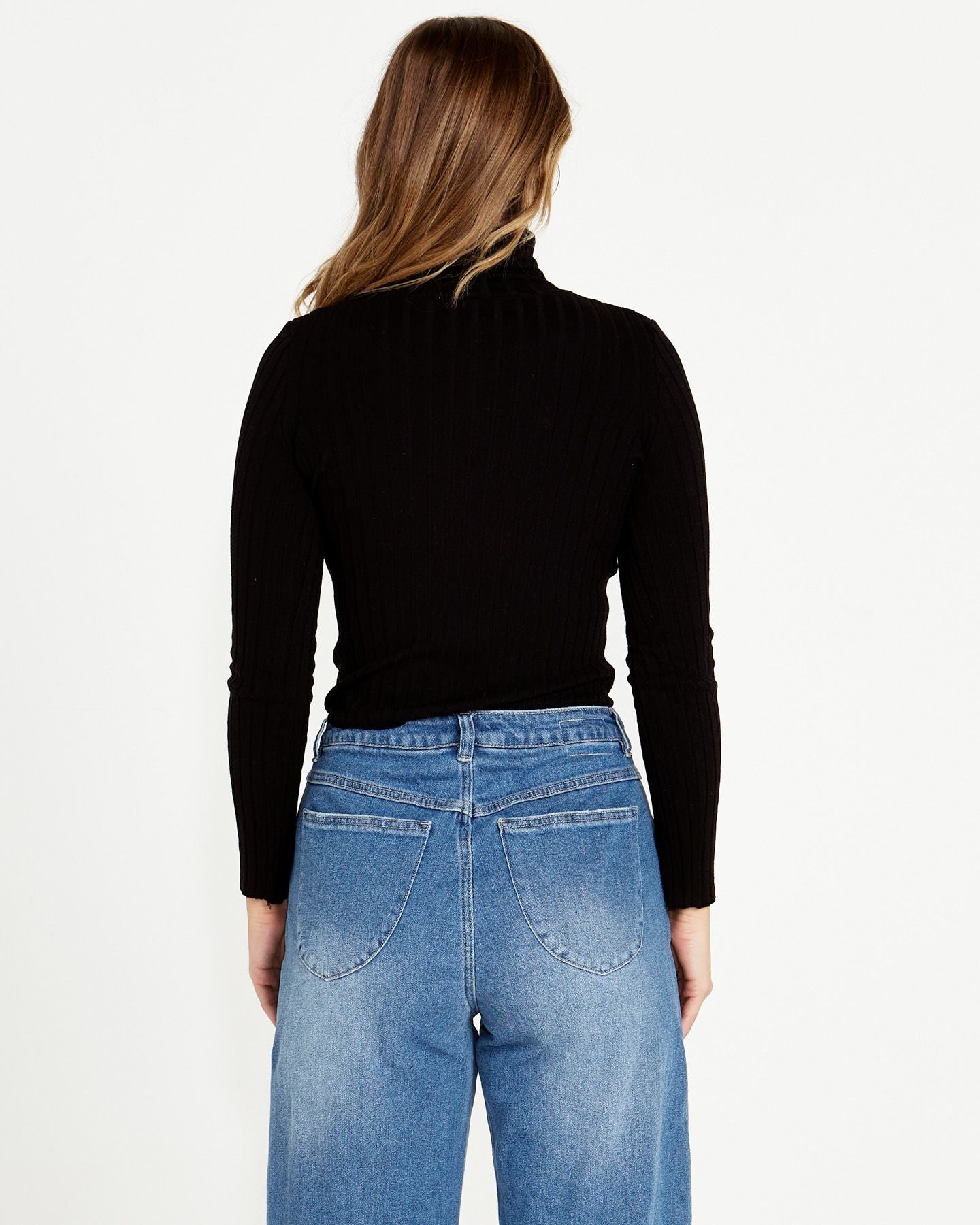 Nisha Mock Neck Top - Black