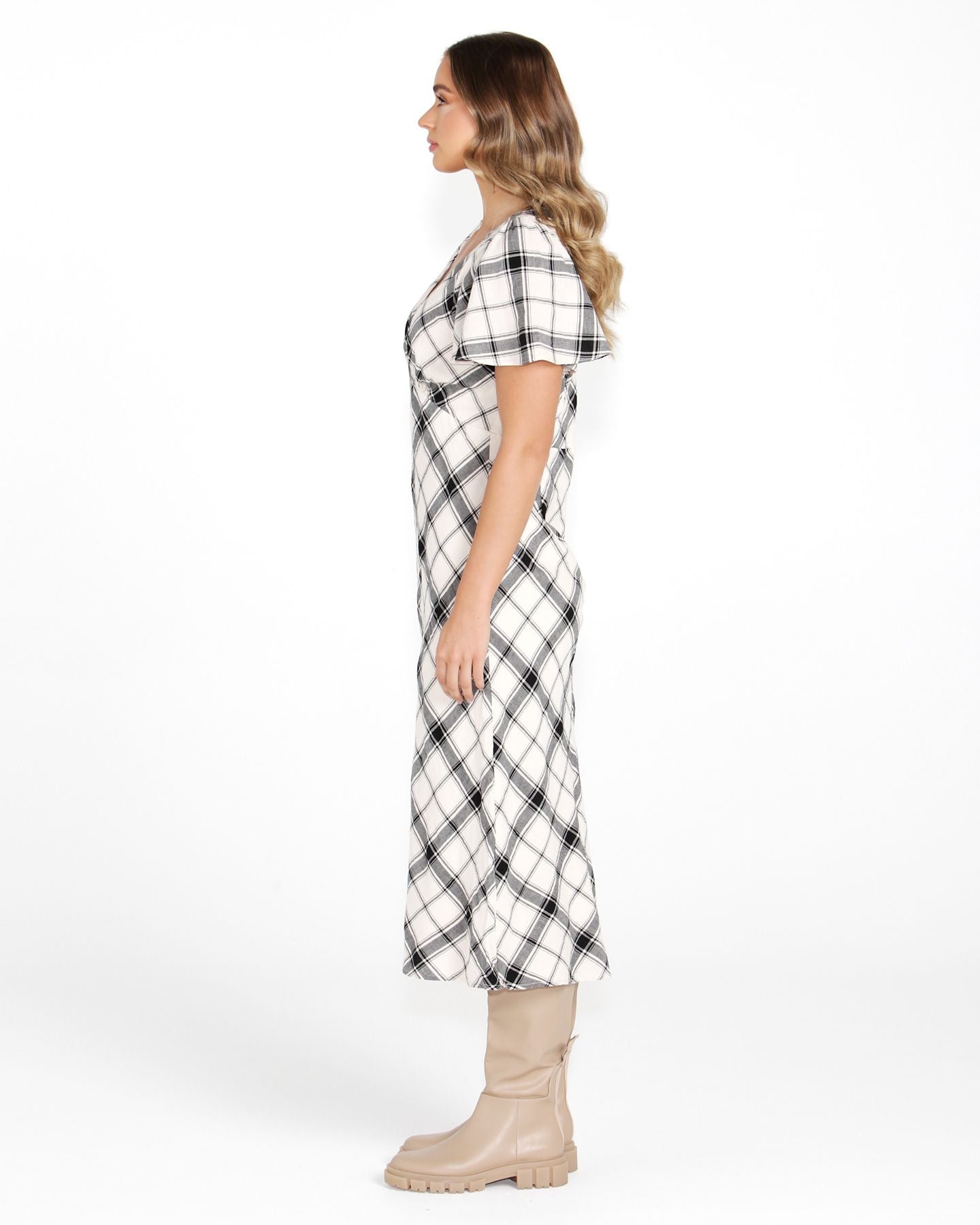 Valentina Bias Midi Dress - Check