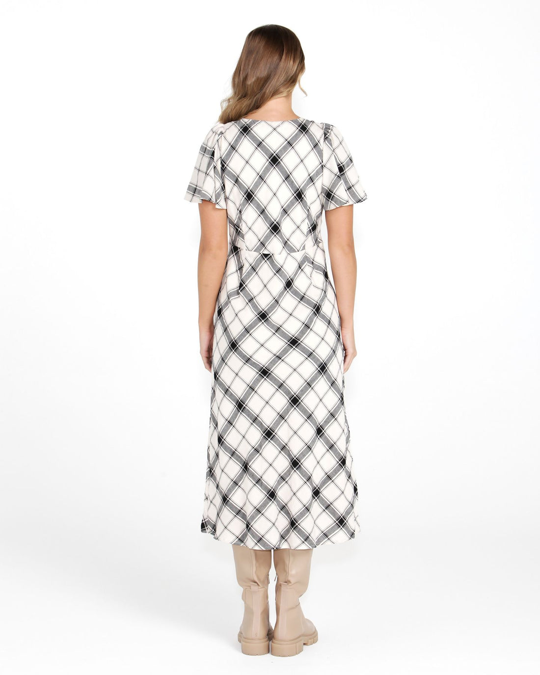 Valentina Bias Midi Dress - Check
