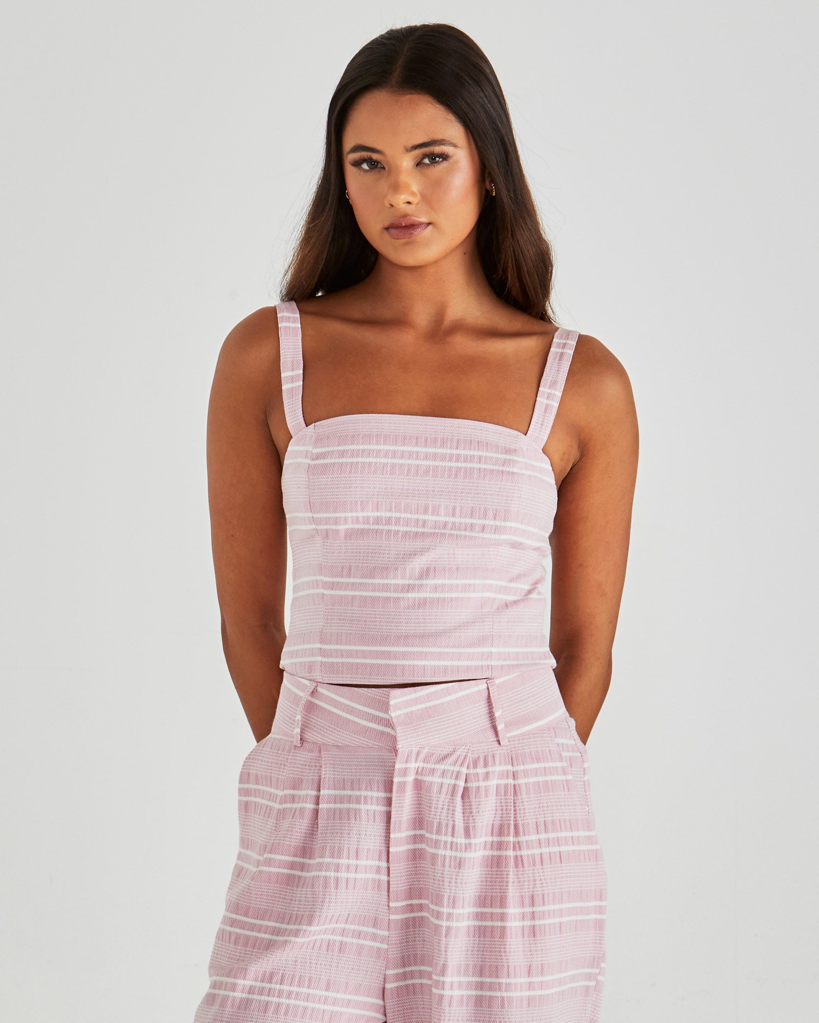 Lea Crop Top - Pink Stripe