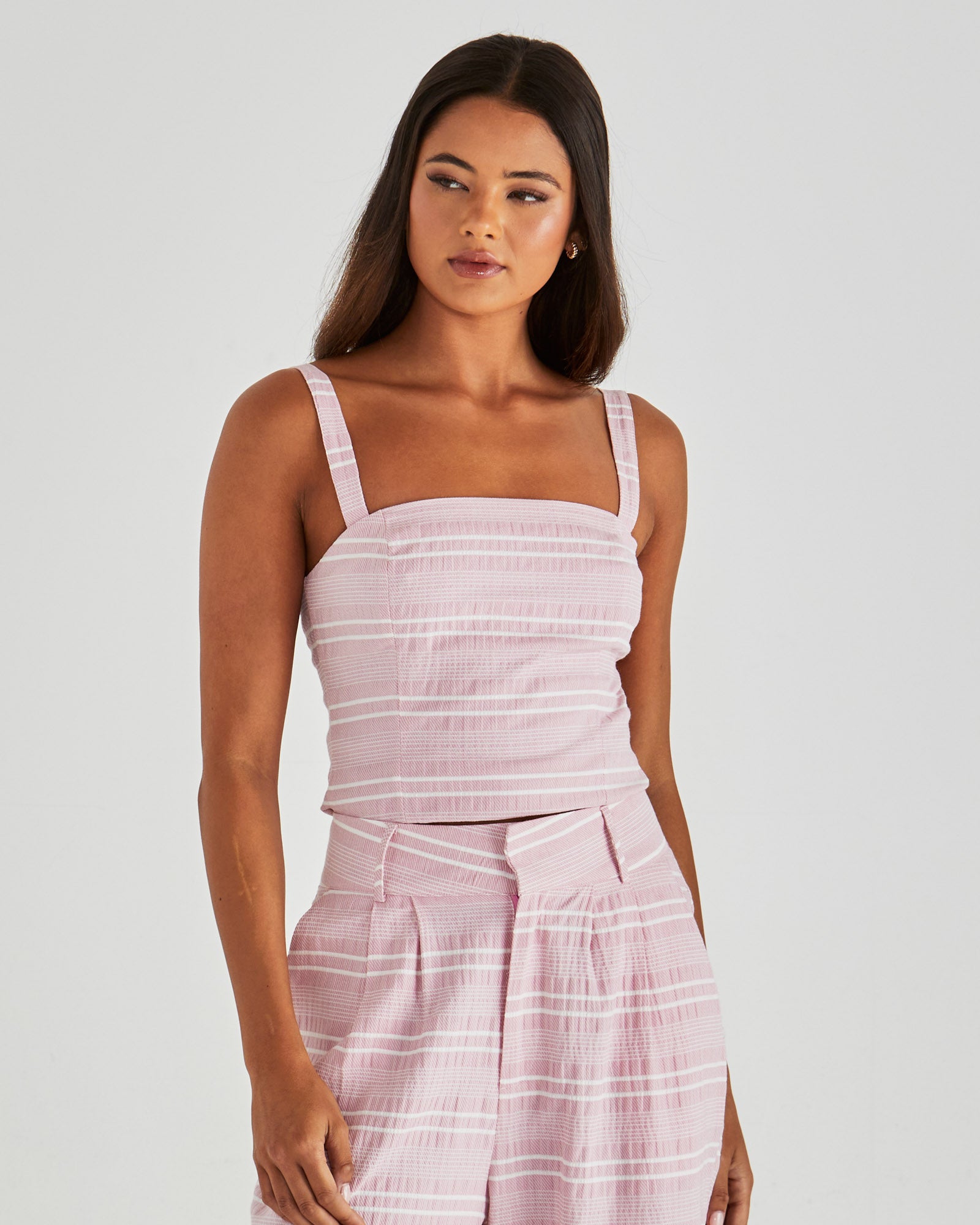 Lea Crop Top - Pink Stripe