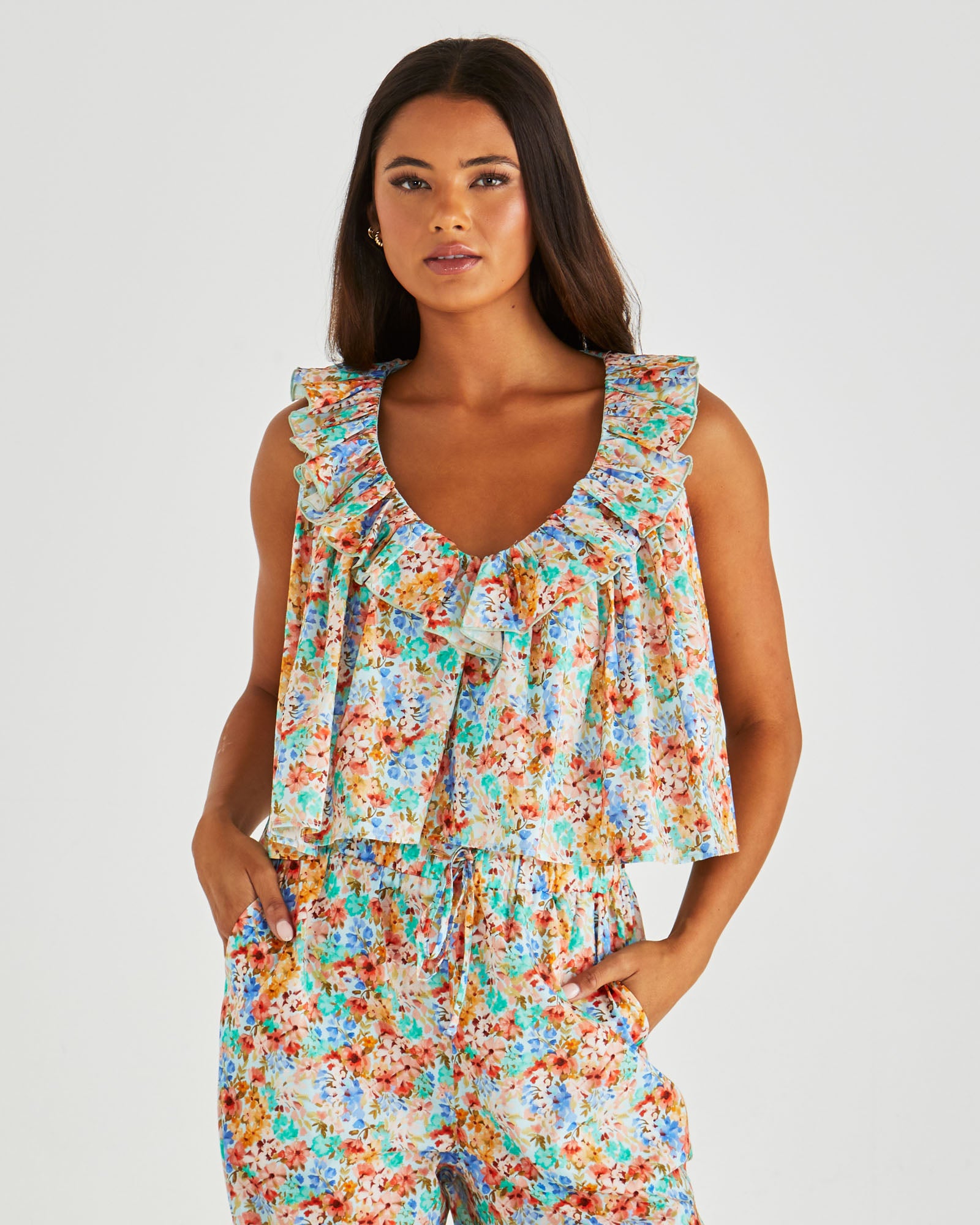 Panna Ruffled Neck Tank