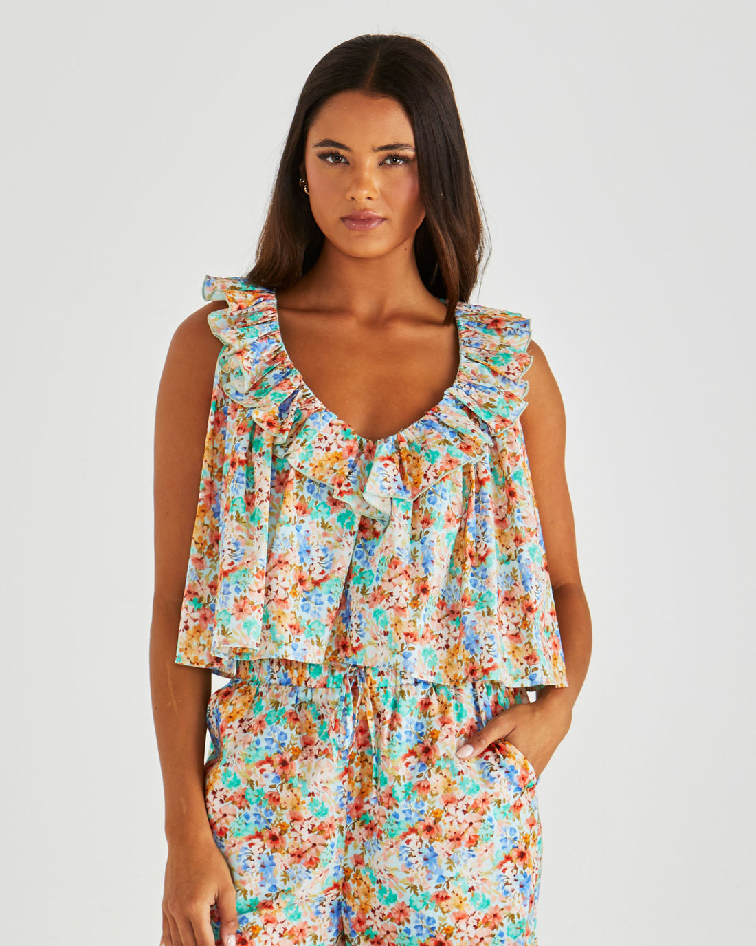 Panna Ruffled Neck Tank