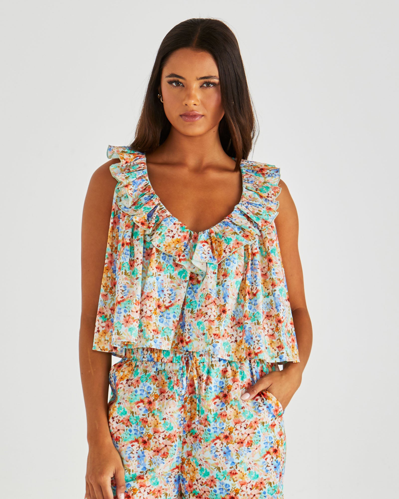 Panna Ruffled Neck Tank