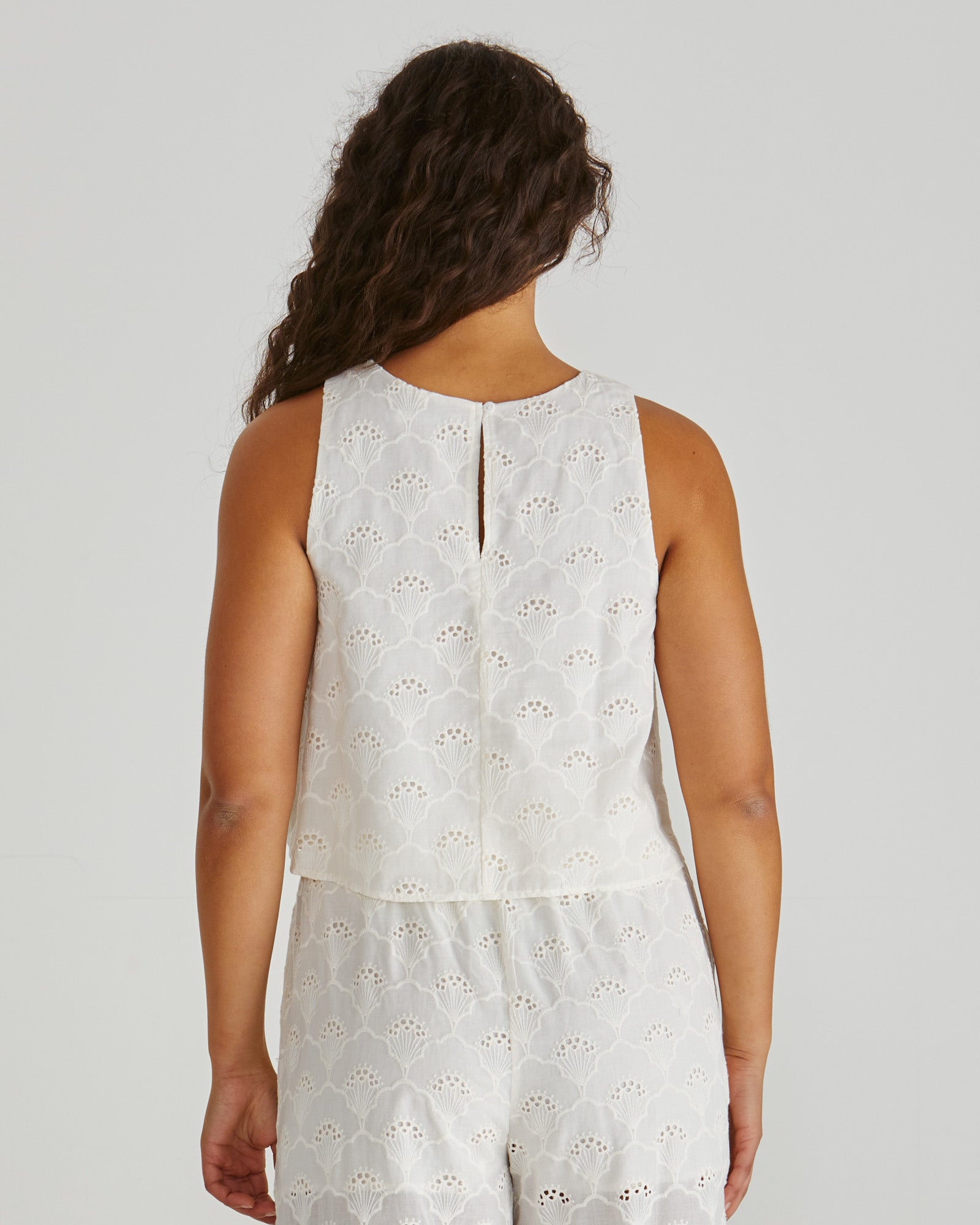 Zimmy Broderie Tank - Cream