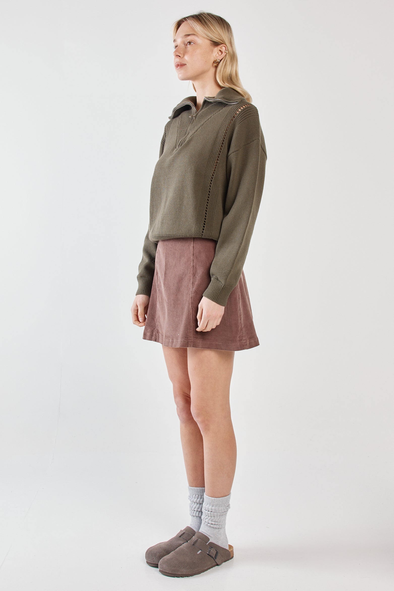 Parco Cord Mini Skirt - Mushroom Brown