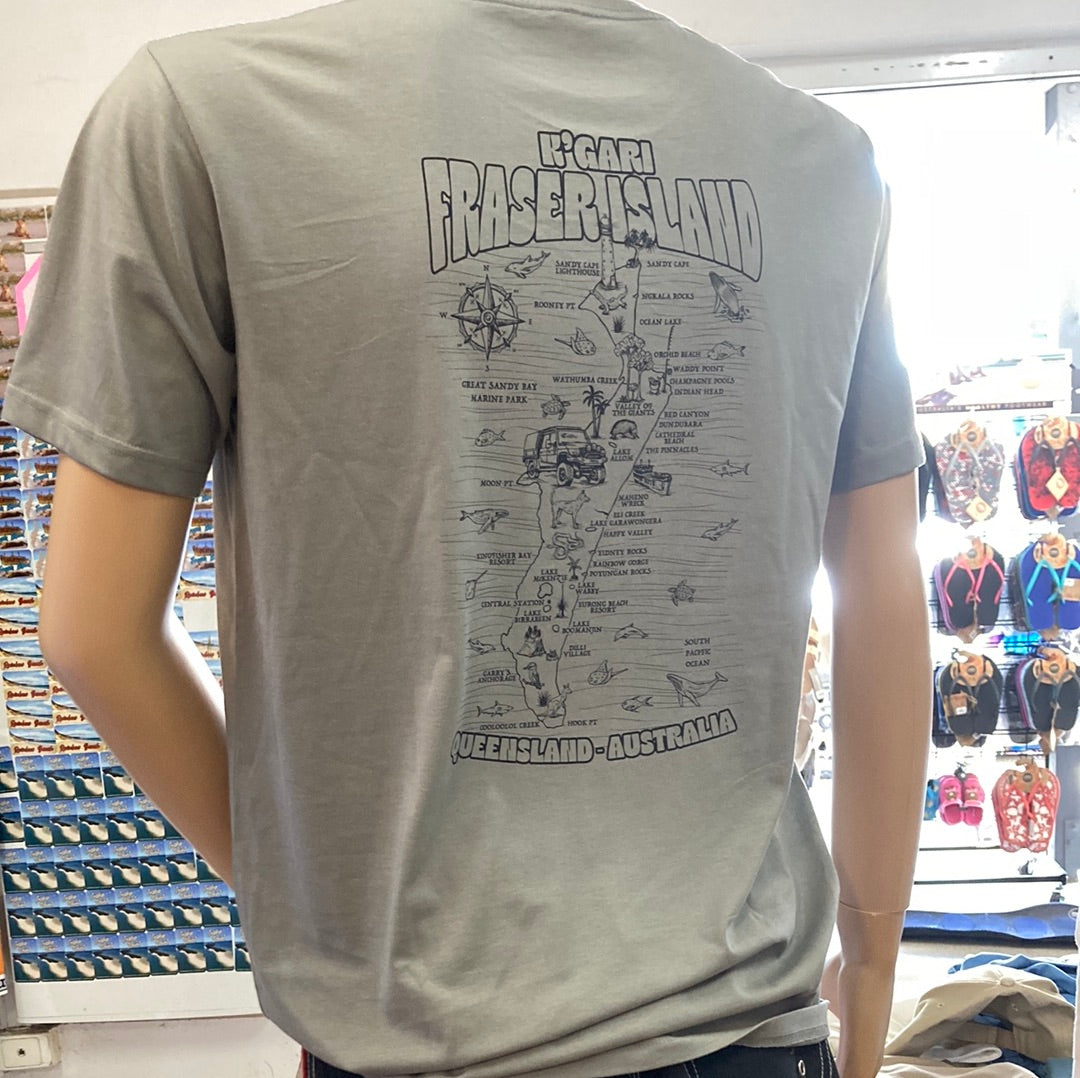 K’gari (Fraser Island) Map Shirt - Slate