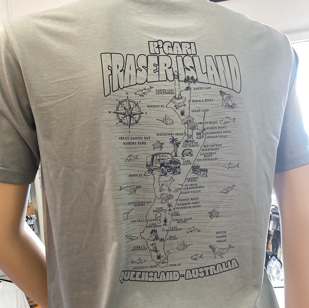K’gari (Fraser Island) Map Shirt - Slate