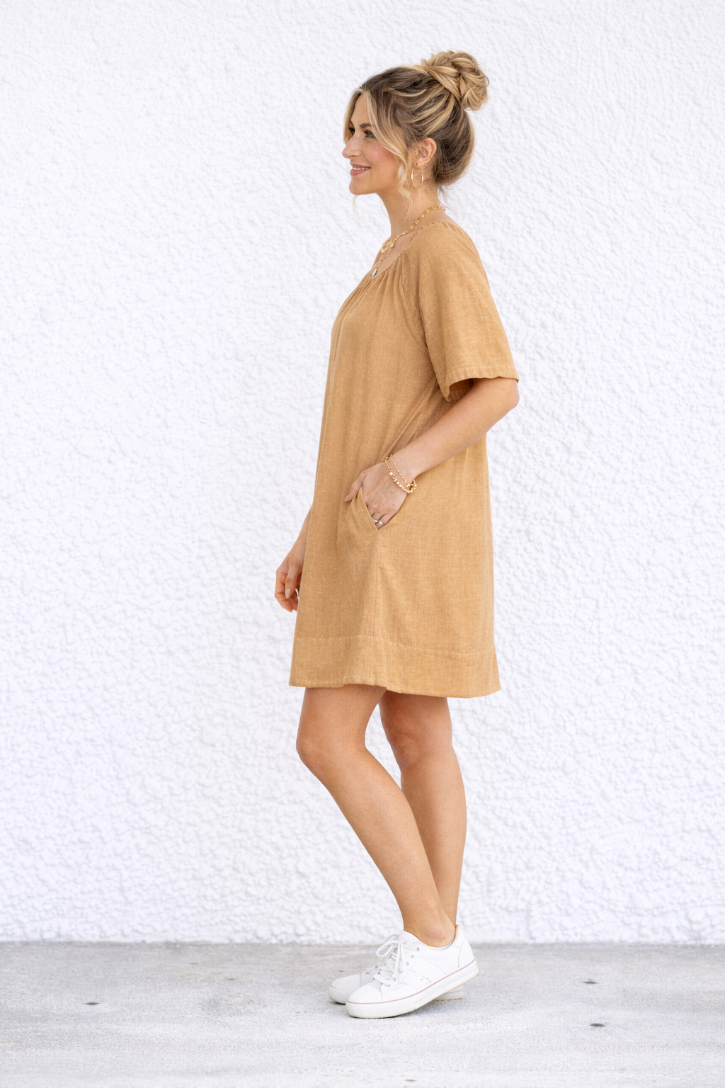 Aria Tie Back Mini Dress - Tan