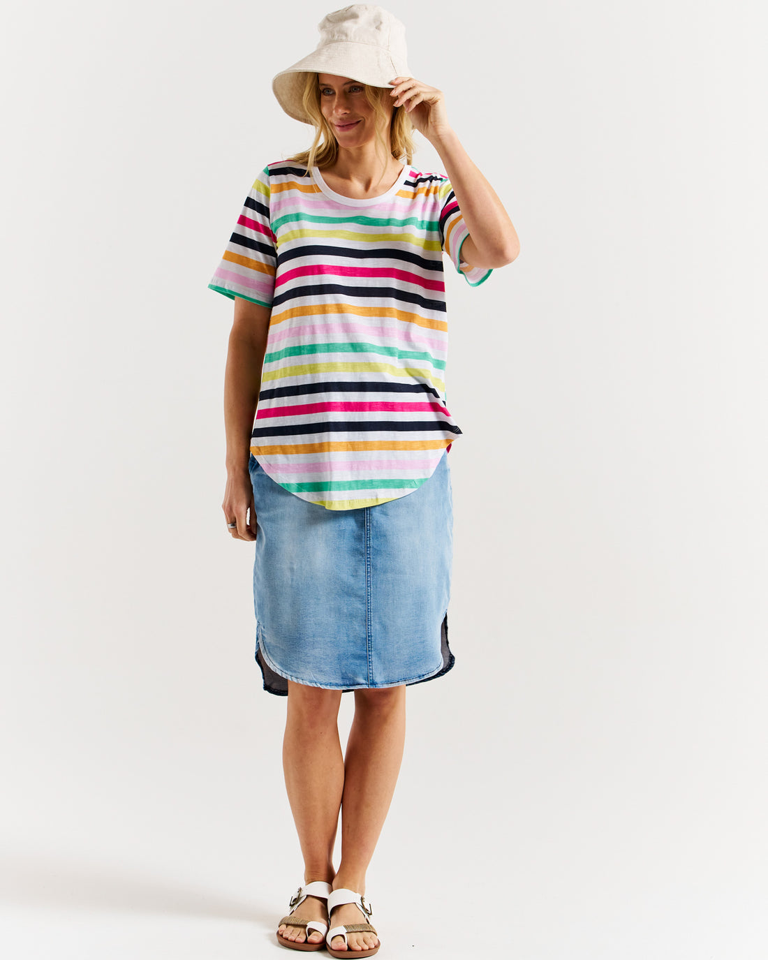 Ariana Tee - Rainbow Stripe