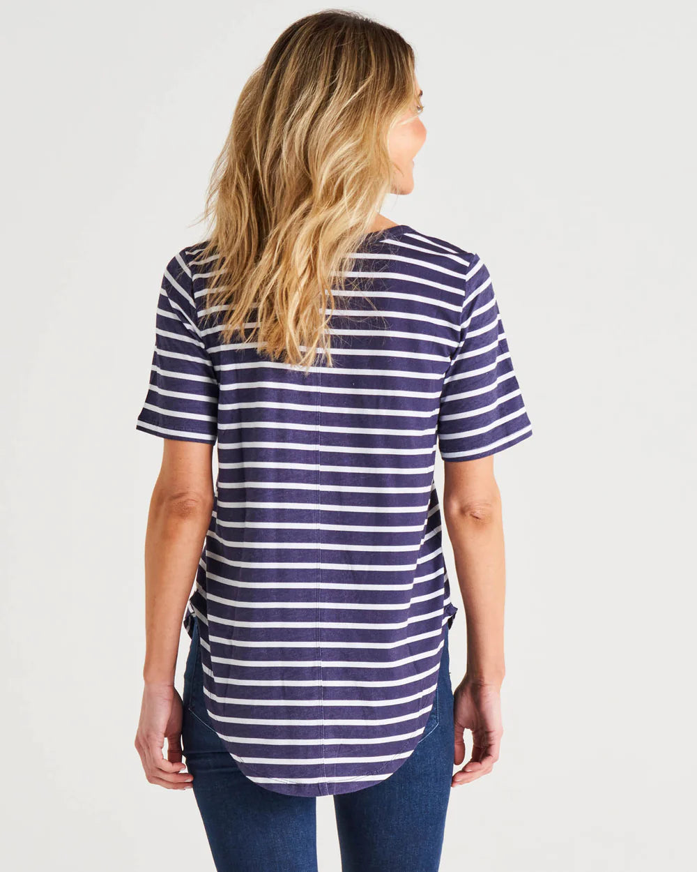 Ariana Dark Blue Tee | Dark Blue Stripe Tee |Beach Shakk Rainbow Beach