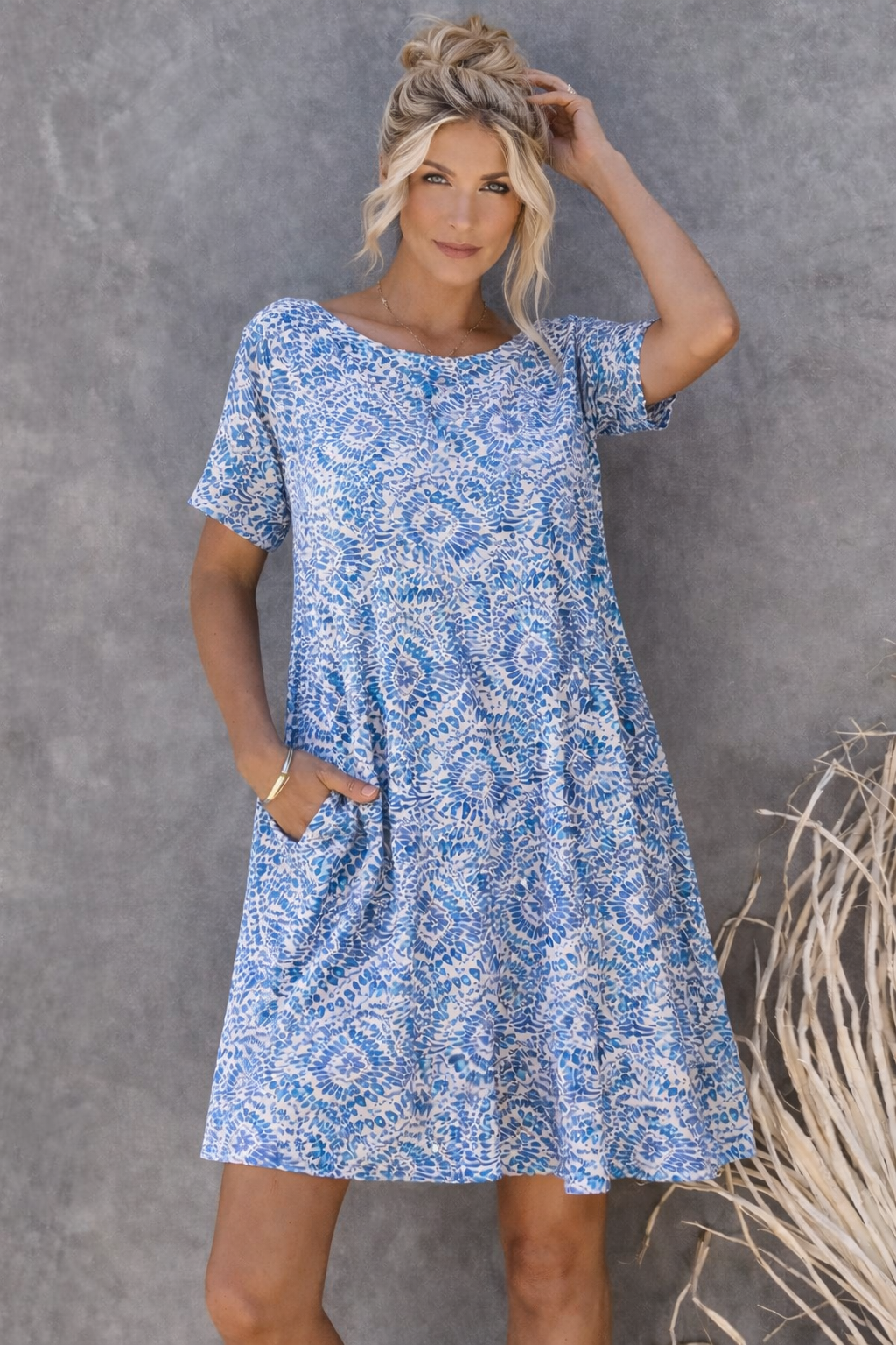 Avalon Dress - Blue Print