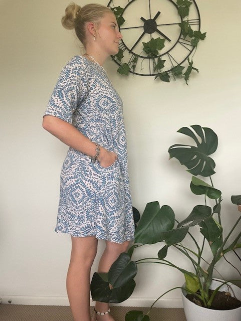 Avalon Blue Print Dress | Blue Print Dress | Beach Shakk Rainbow Beach
