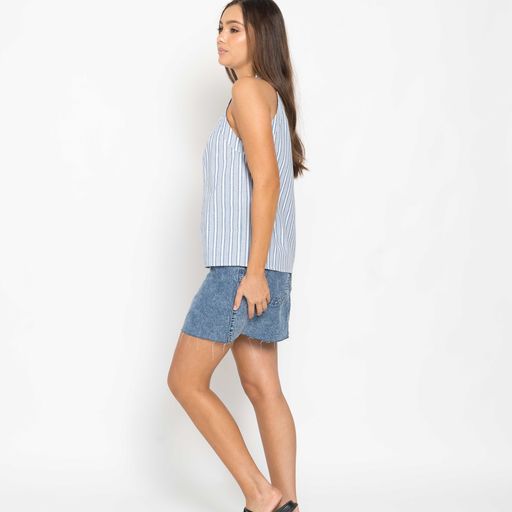 Ava One Shoulder Blue Top | Blue Stripe Top |Beach Shakk Rainbow Beach