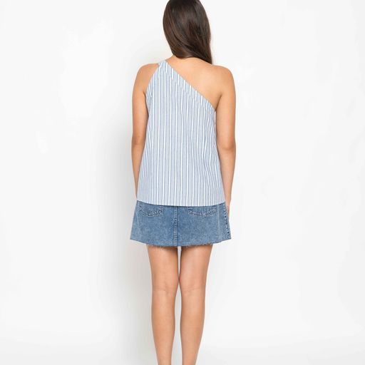 Ava One Shoulder Blue Top | Blue Stripe Top |Beach Shakk Rainbow Beach