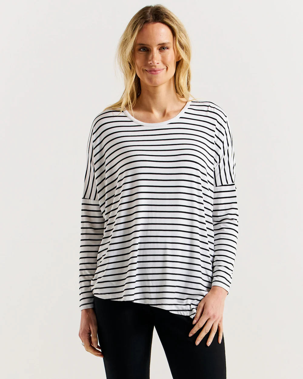 Clemont Bamboo Top - Mono Stripe