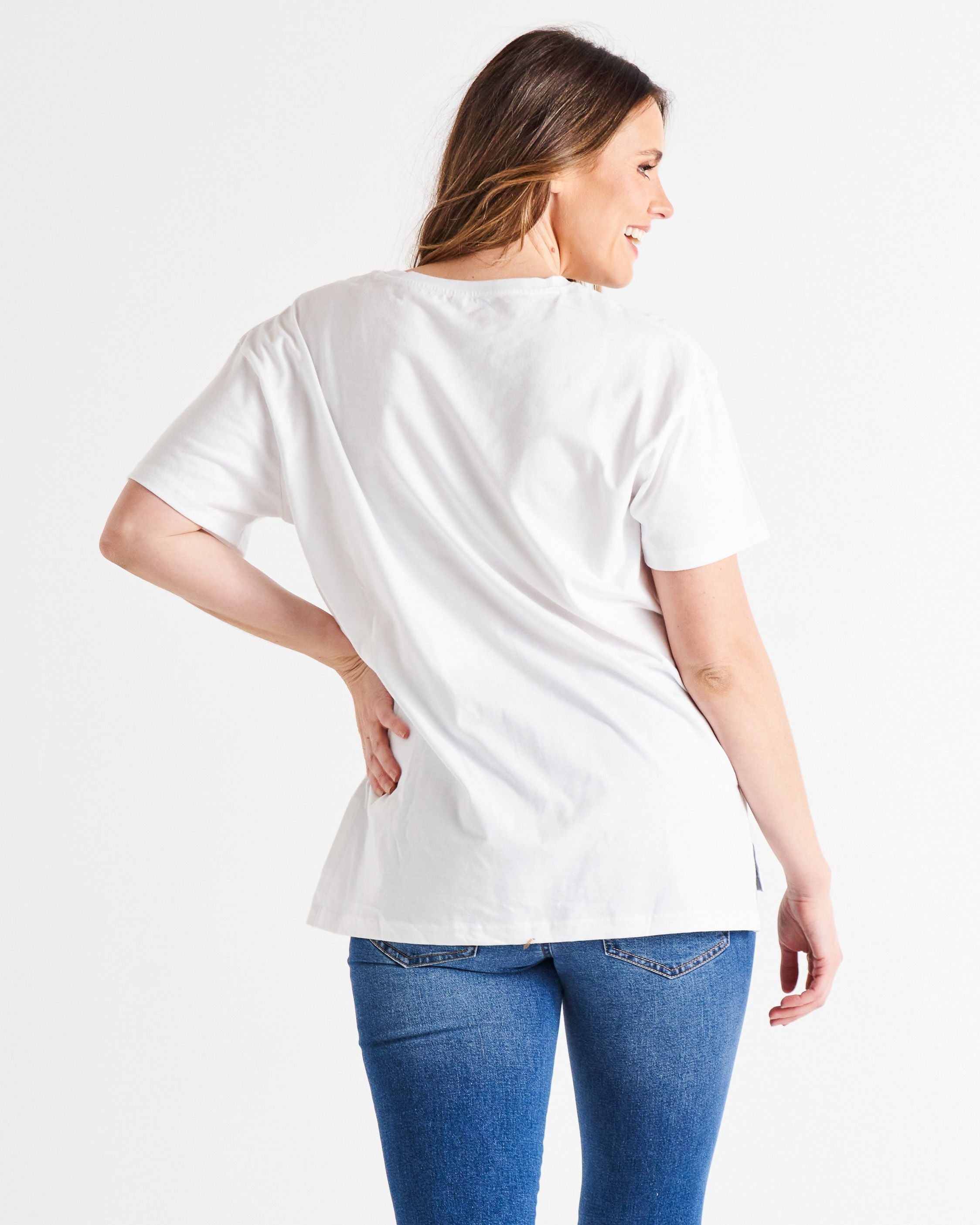 Mia Split Hem Tee - White