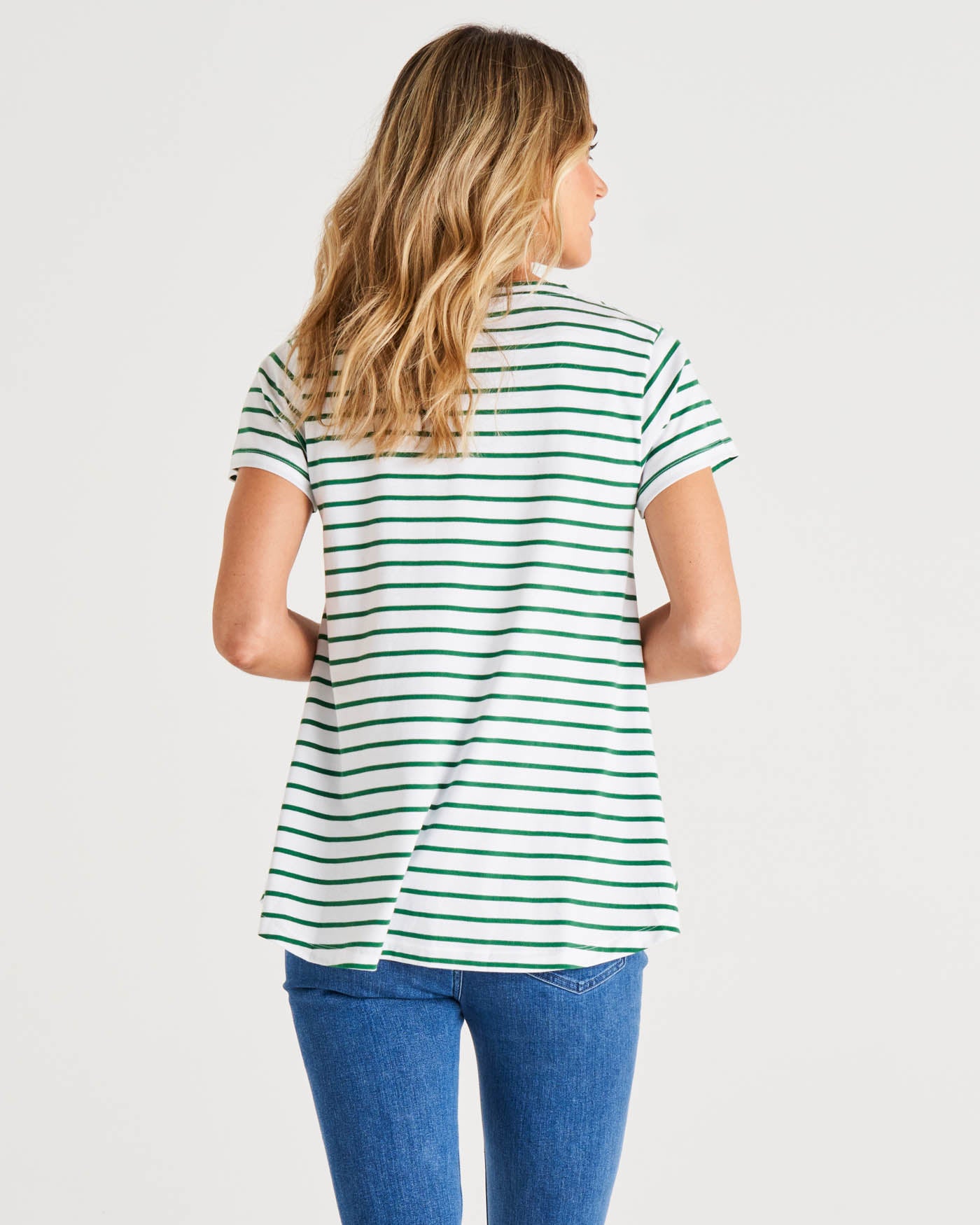 Tegan Swing Tee - Meadow Green Stripe