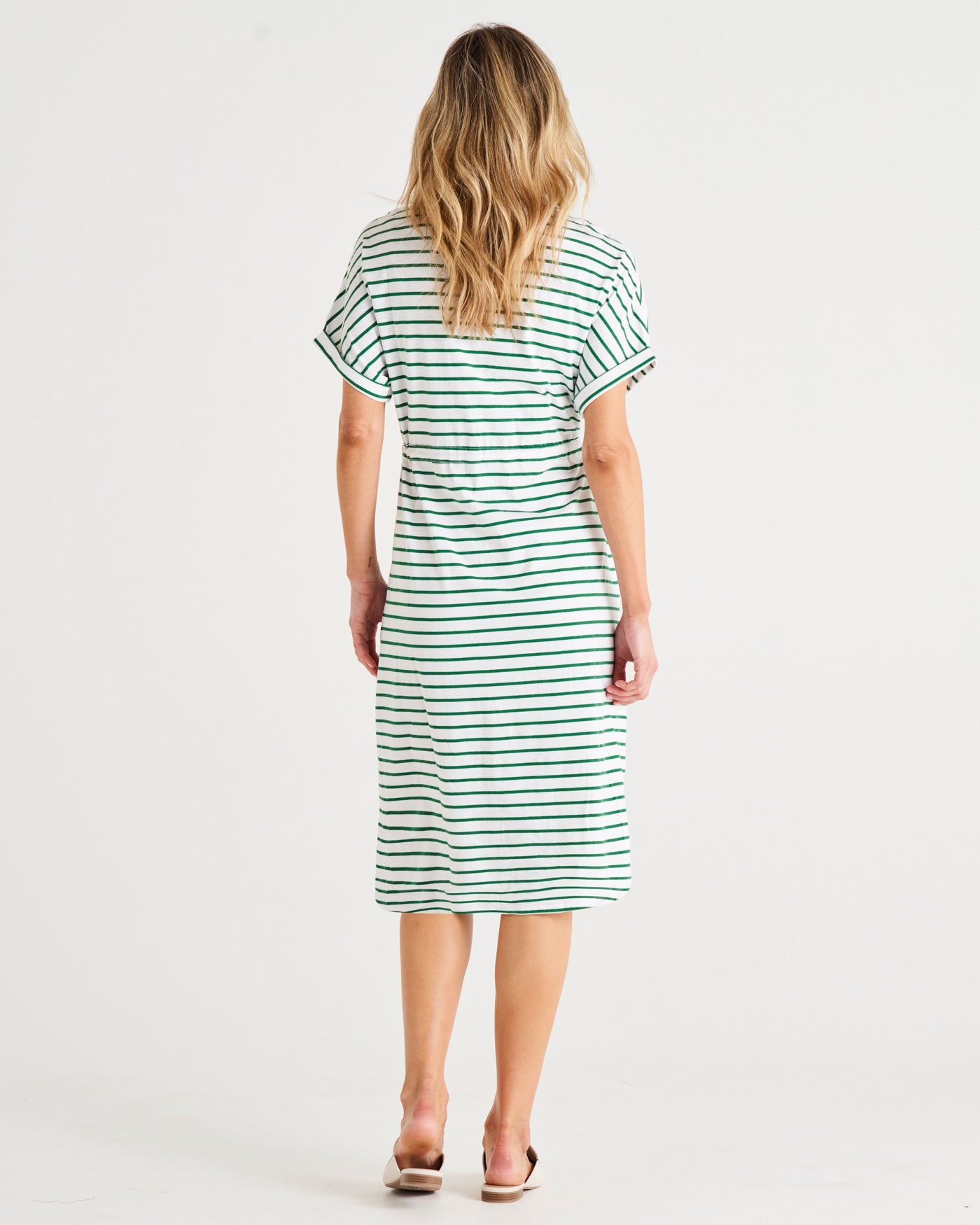 Liza Dress - Meadow Green Stripe