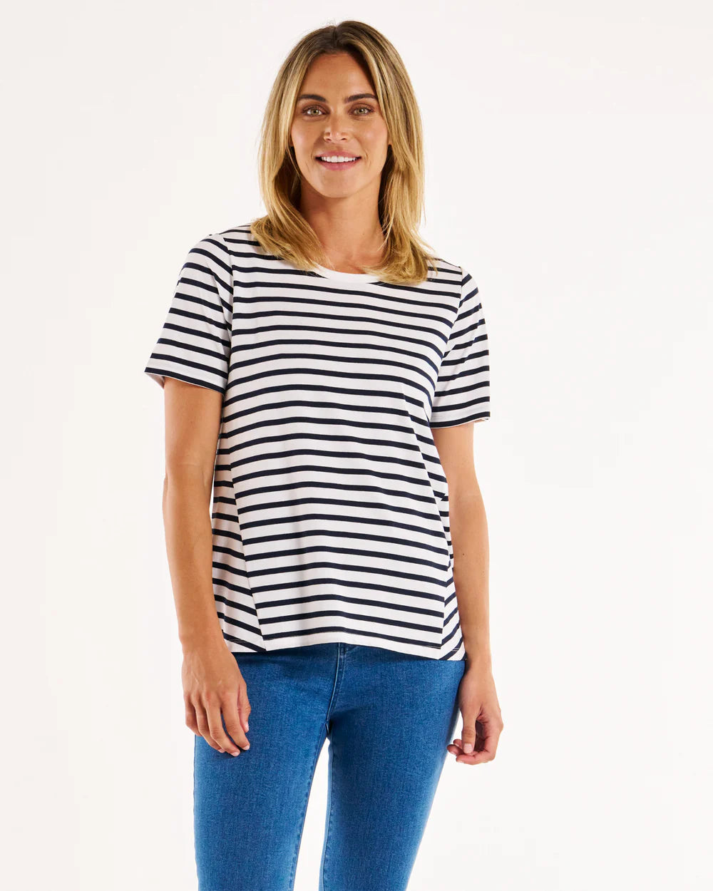 Hamilton Scoop Neck Tee - Blue/White Stripe