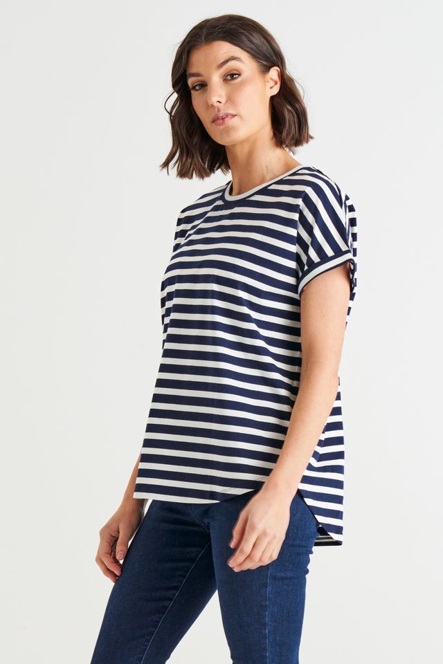 Hailey Short Sleeve Tee - Blue Stripe
