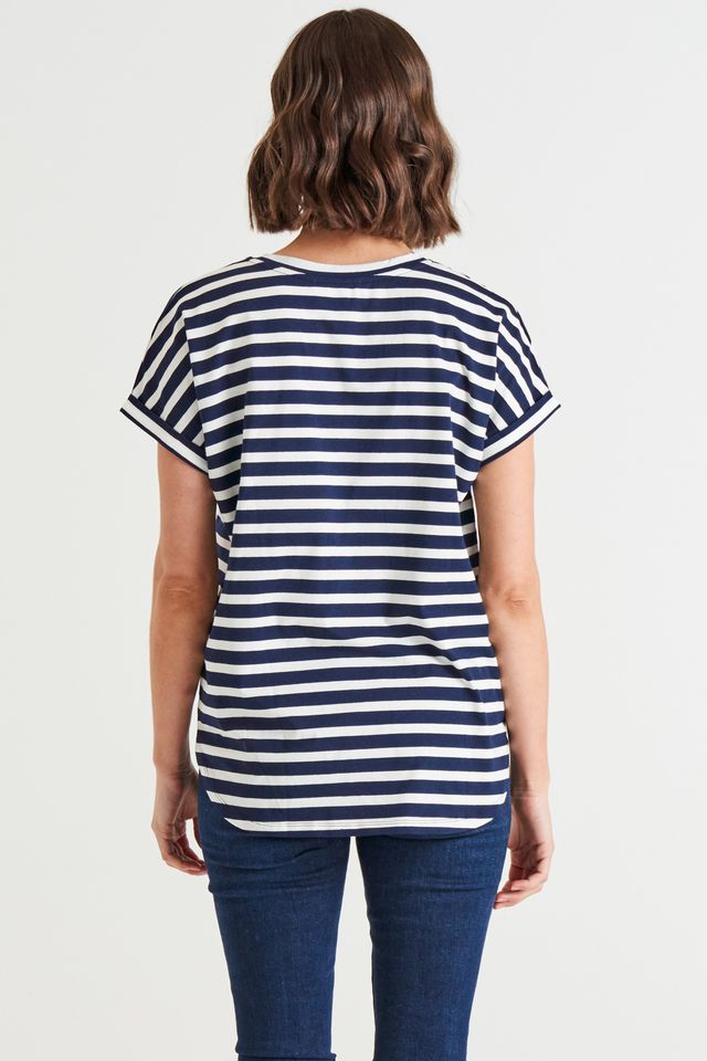 Hailey Short Sleeve Tee - Blue Stripe