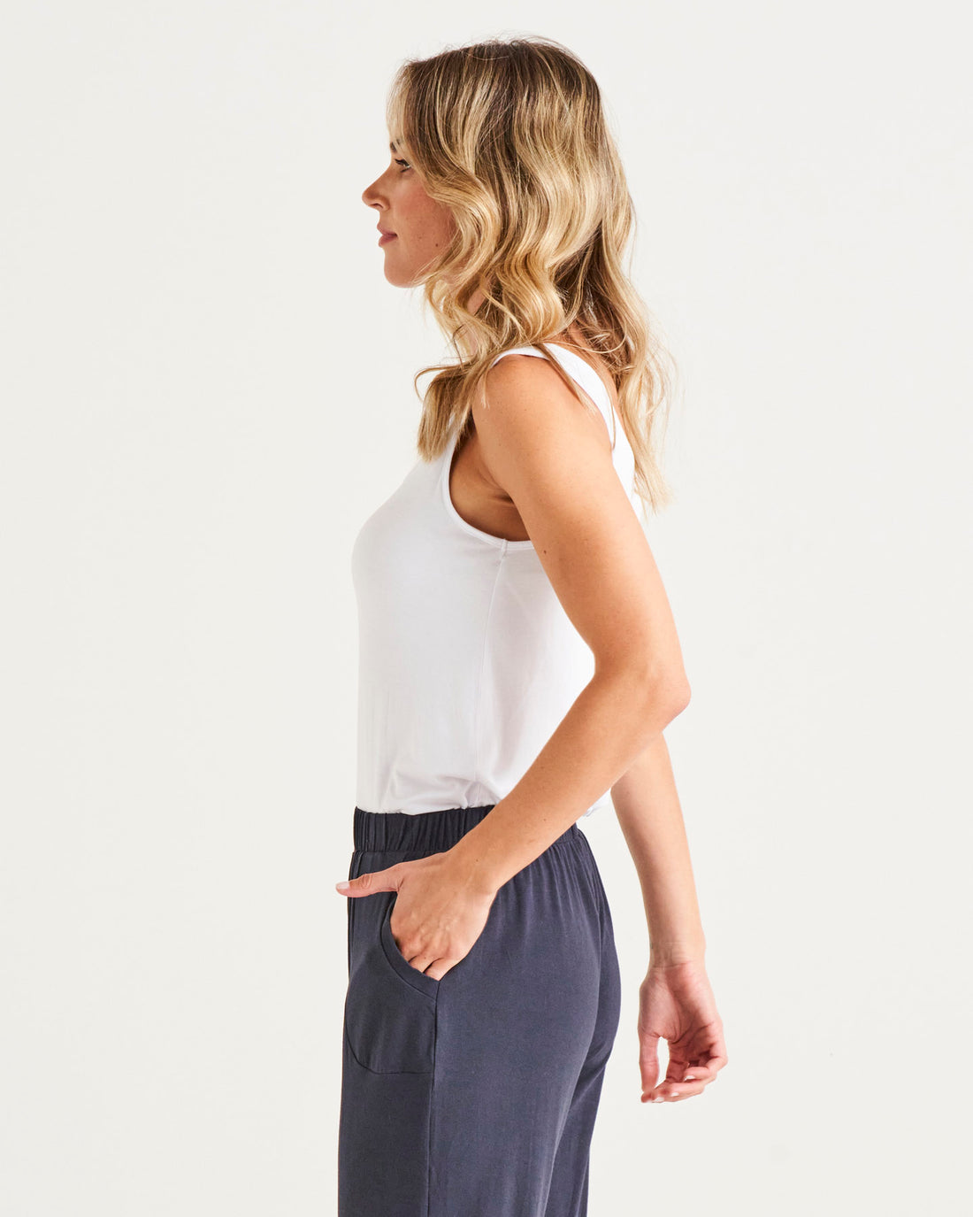 Emma Scoop Tank - White