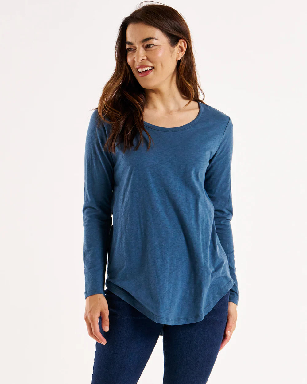 Megan Long Sleeve Top - Blue Steel