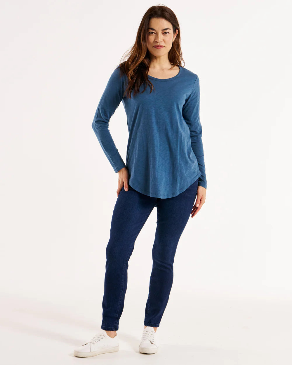 Megan Long Sleeve Top - Blue Steel