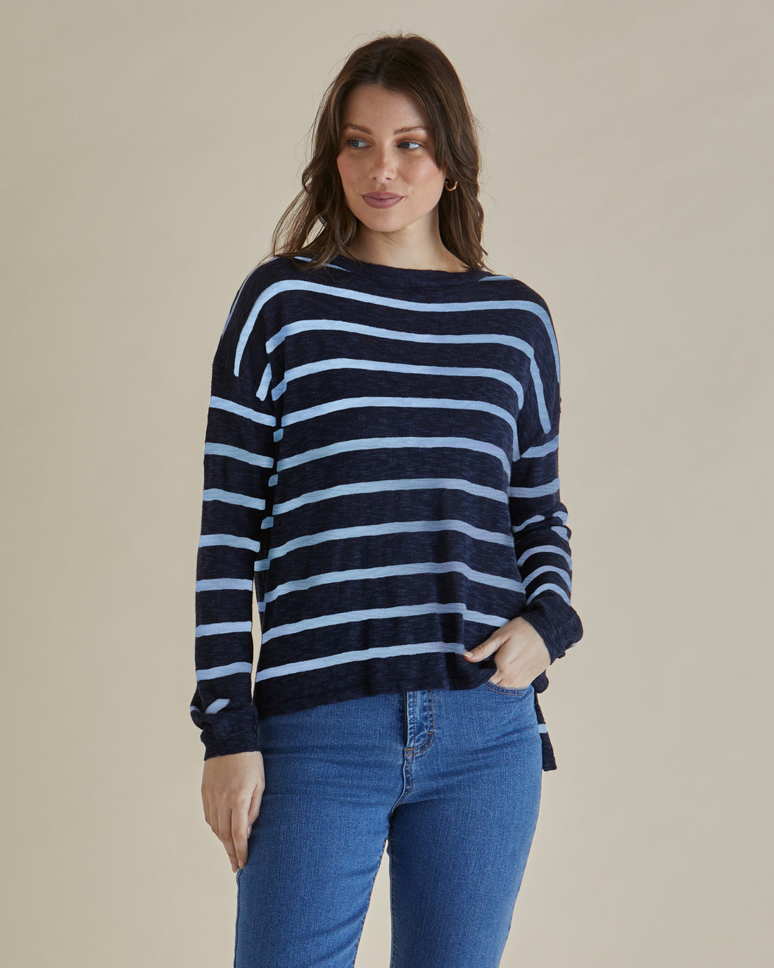 Natasha Knit Top - Blue Stripe