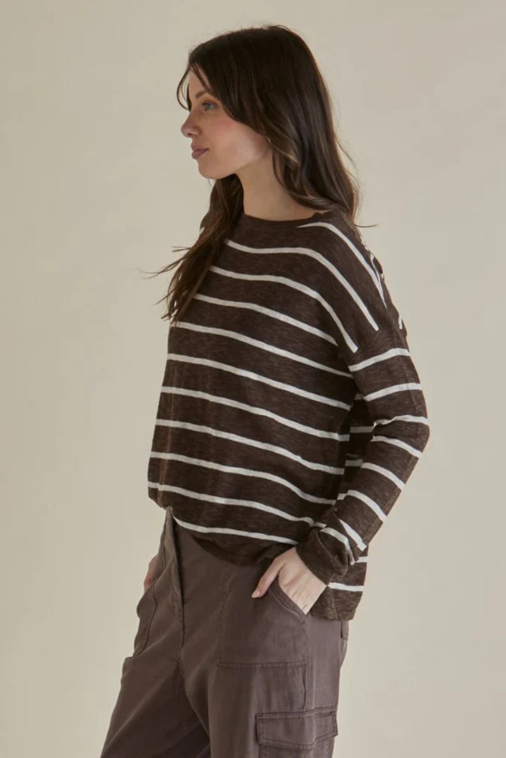 Natasha Knit Top - Brown Stripe