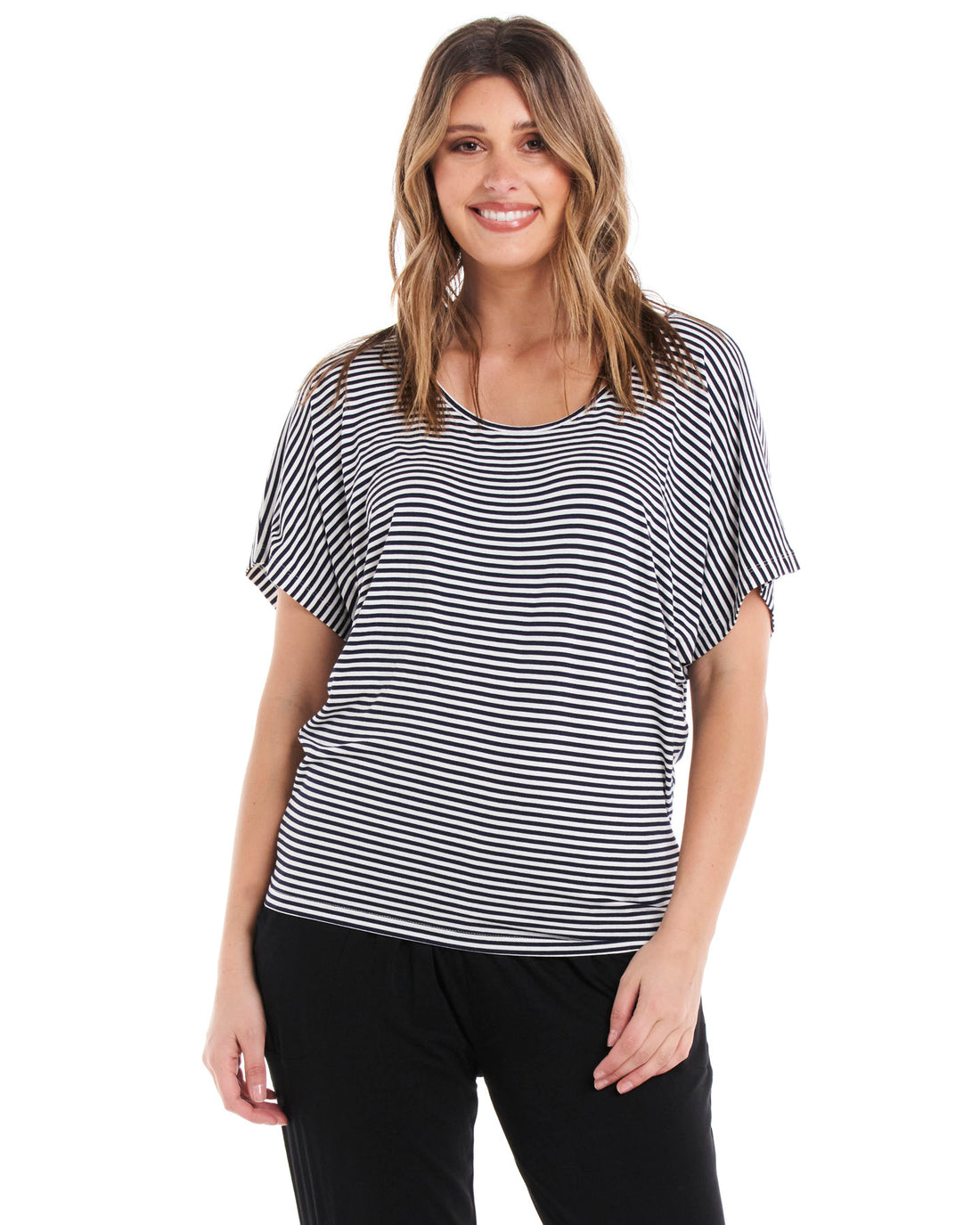 Maui Tee - Navy Blue/White Stripe