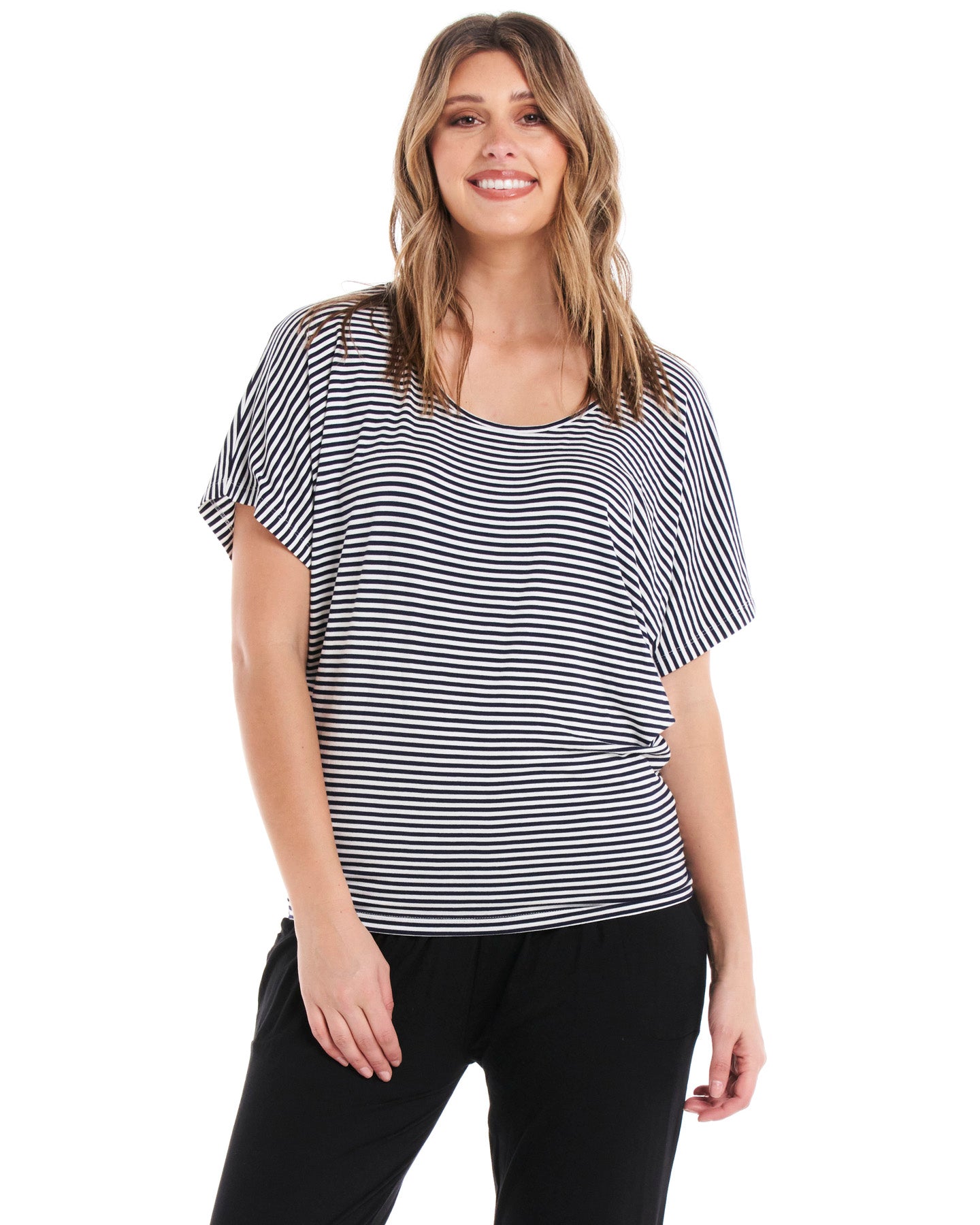 Maui Tee - Navy Blue/White Stripe