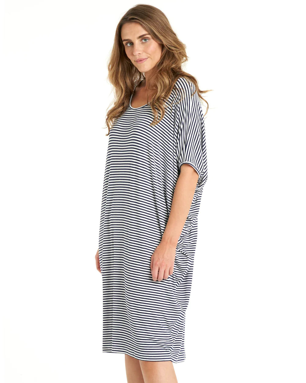 Maui Dress - Navy Blue/ White Stripe