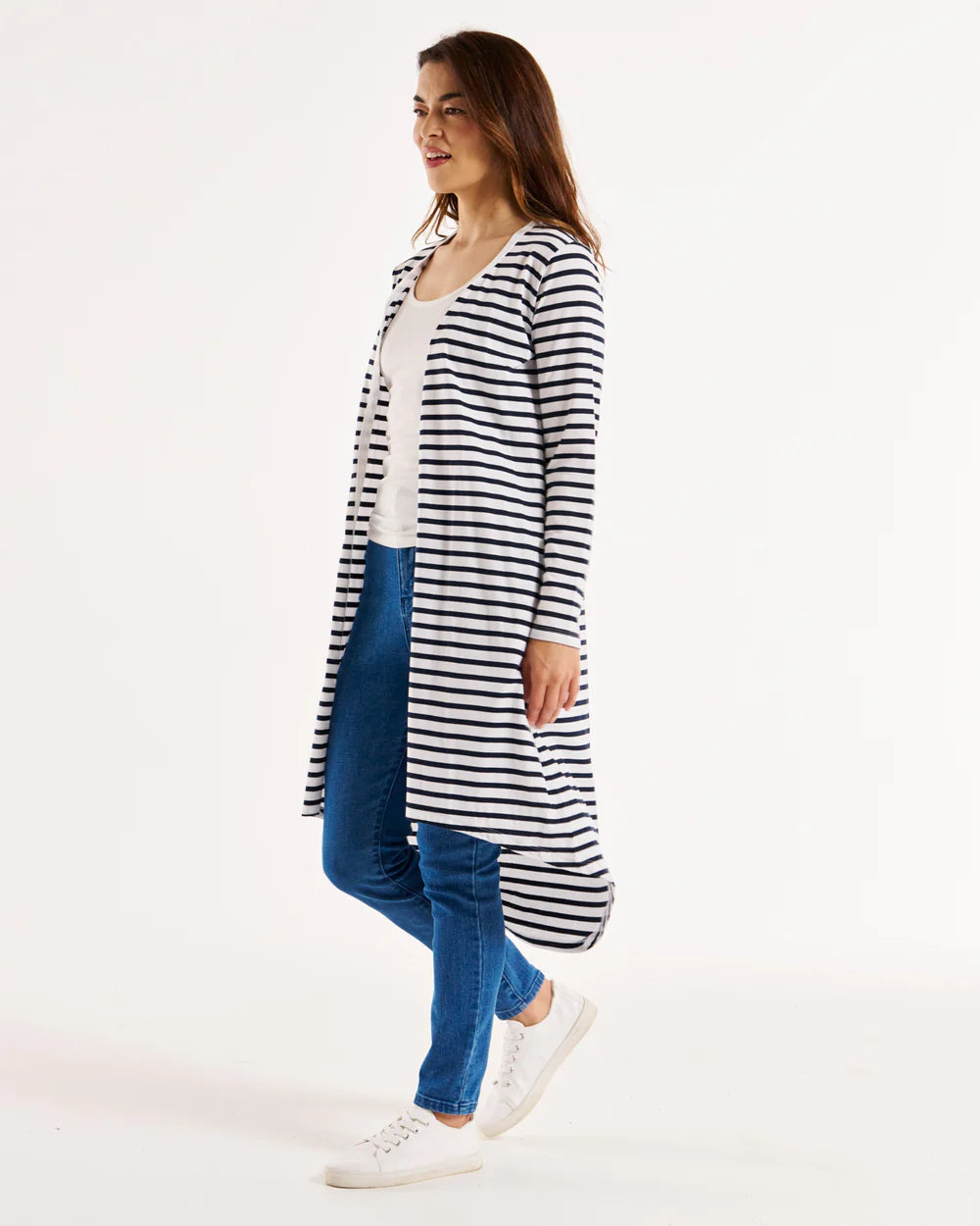 Byron Loose Sleeve Cardigan - Blue/White Stripe