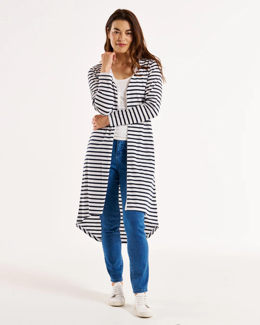 Byron Loose Sleeve Cardigan - Blue/White Stripe