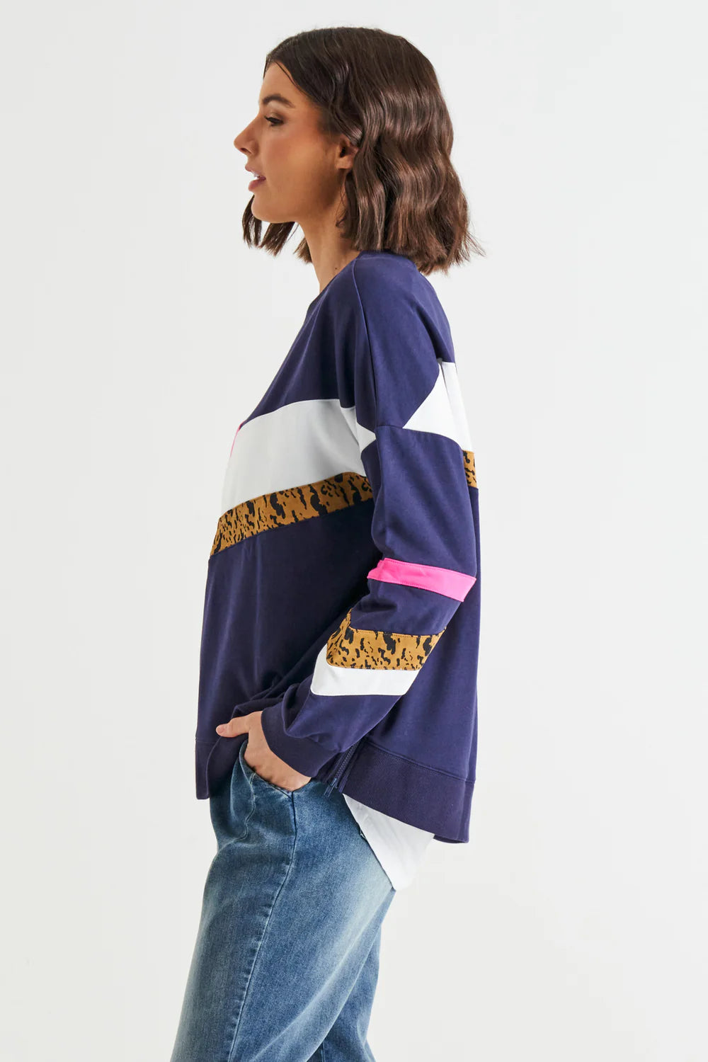 Blue Splice Sweatshirt | Addie Sweatshirt | Beach Shakk Rainbow Beach