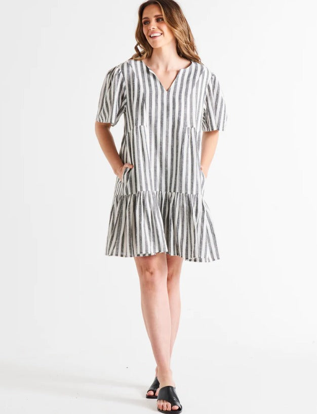 Black/White Amara Dress | Amara Stripe Dress|Beach Shakk Rainbow Beach