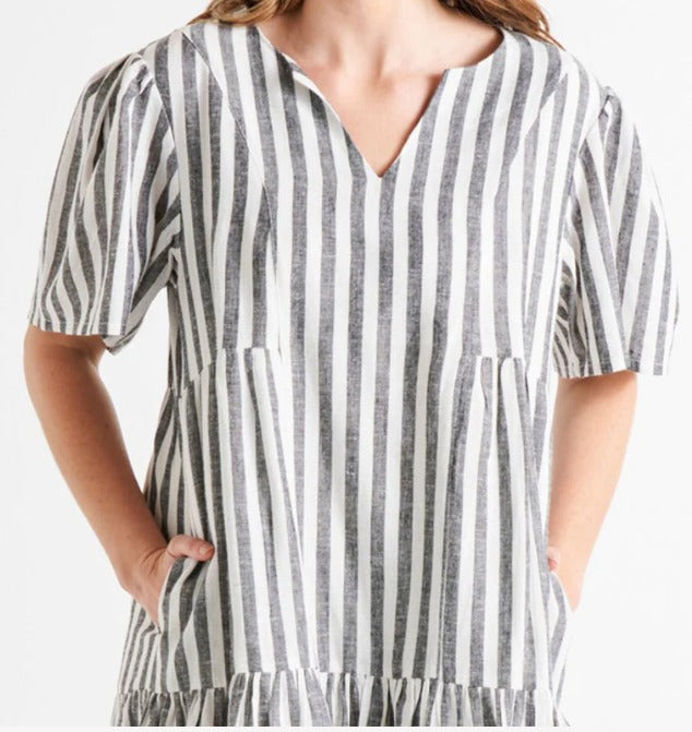 Black/White Amara Dress | Amara Stripe Dress|Beach Shakk Rainbow Beach