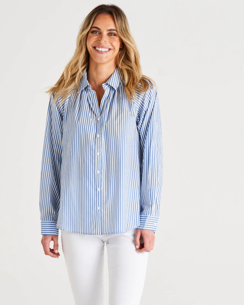 Jackie Blouse - Blue Stripe