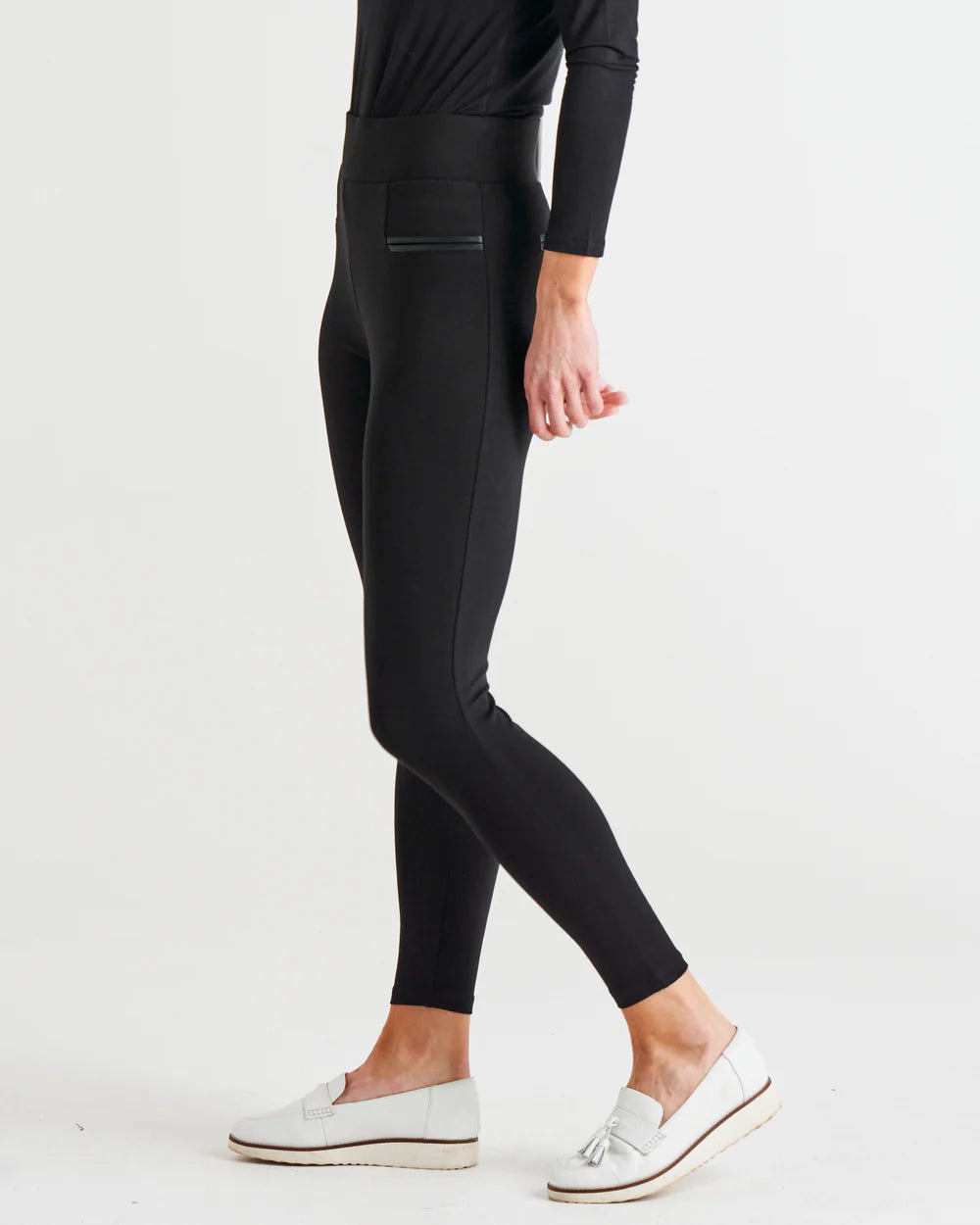 Gwen Stretchy Ponte Leggings - Black