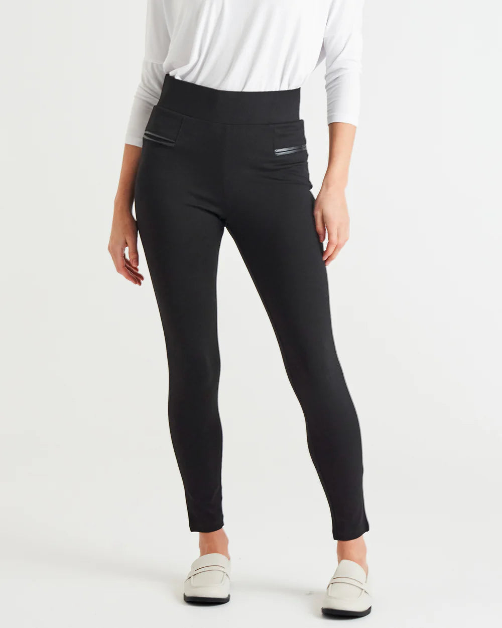 Gwen Stretchy Ponte Leggings - Black